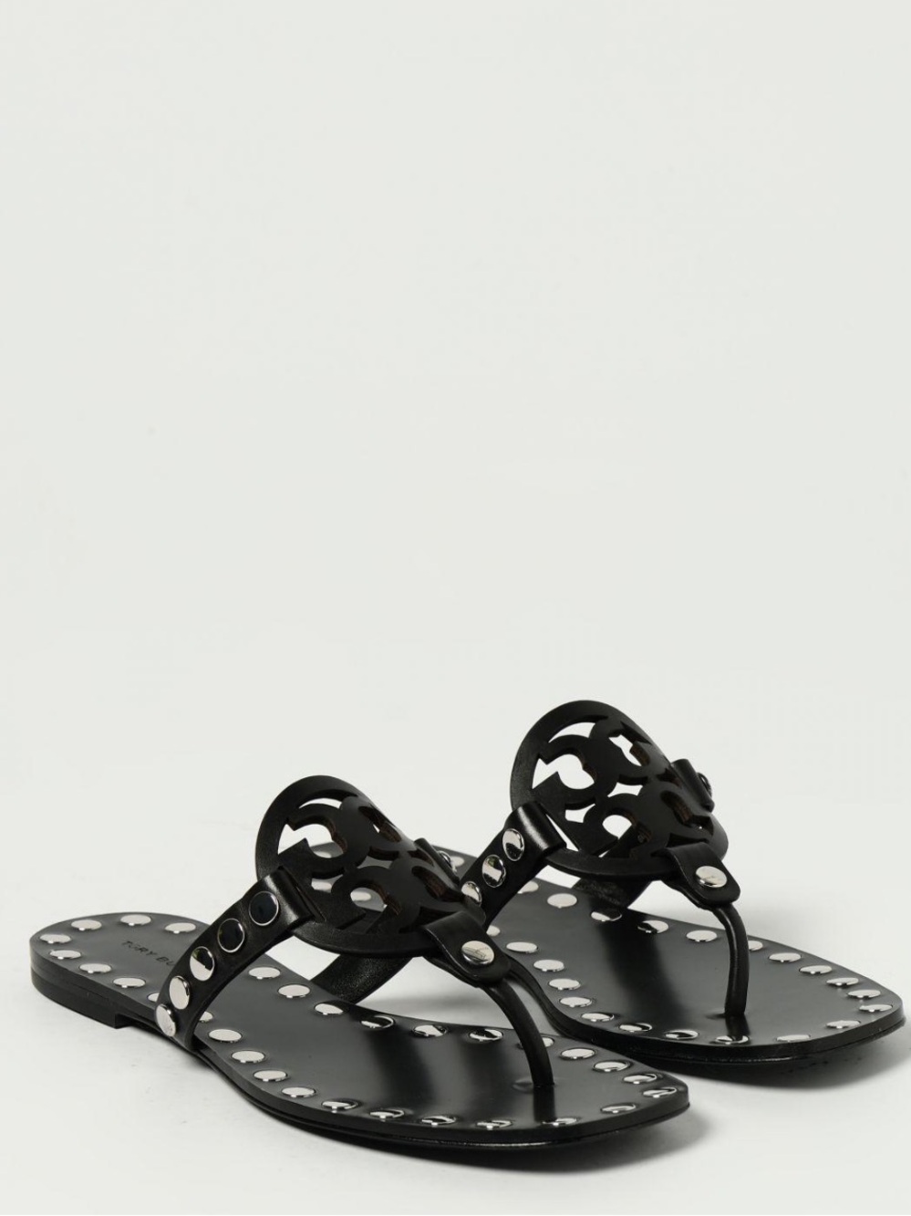 Tory Burch Black Studded Miller Leather Thong Sandals size 8 gently used